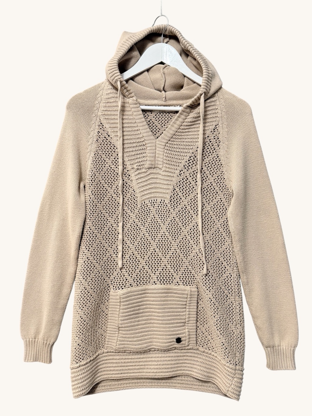 Prana Sugar Beach Sweater Size Xs Tan Hooded Kangaroo Pocket Outdoor Casual